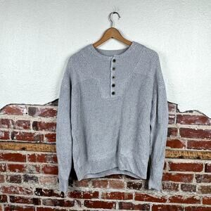 Vintage Redhead Sweater Size Medium Grey Cotton Blend Henley Pullover Classic